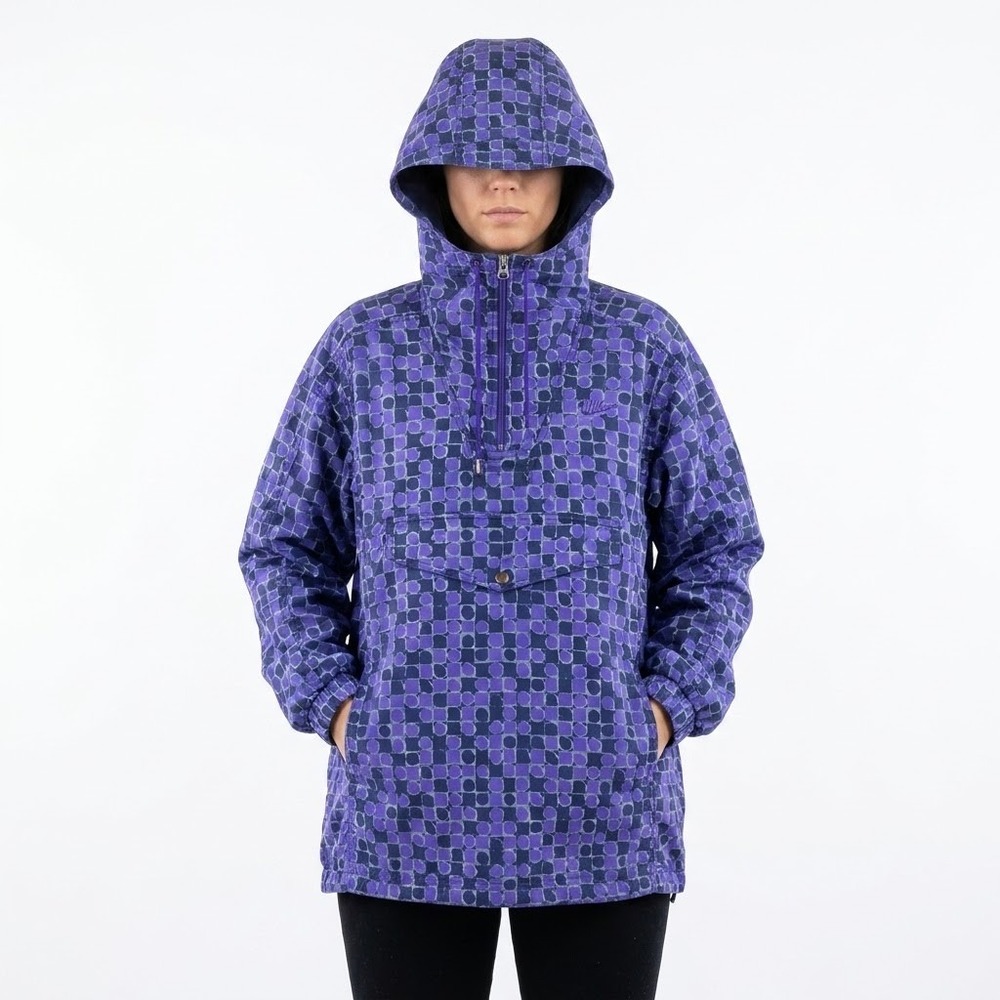 Nike Windbreaker Pullover Mens XL Purple Geometric Vintage 90s Hooded Jacket Vtg